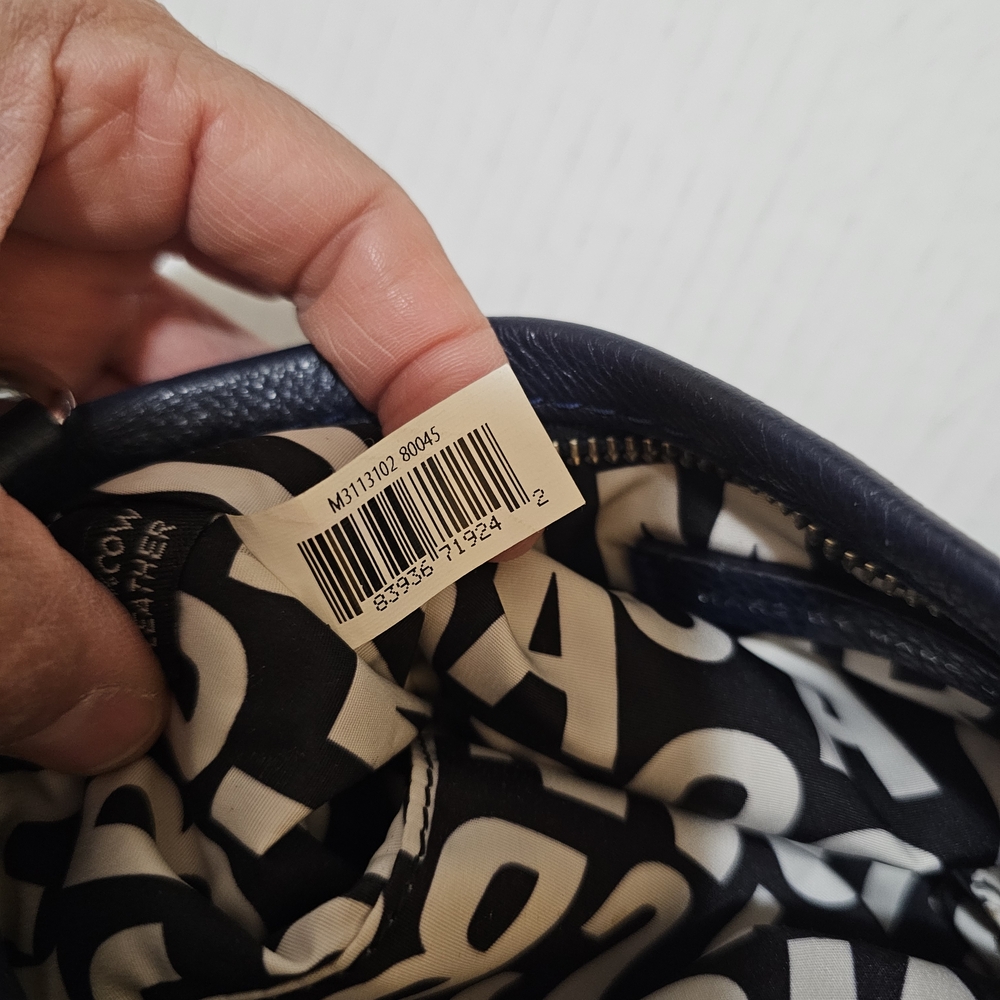 Marc by Marc Jacobs Navy Blue Pebbled Leather Crossbody Bag with Silver Hardware - Picture 11 of 12